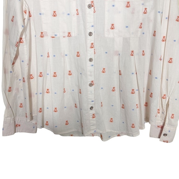 Maeve Anthropologie Miette Tee Pee Print Button Down Shirt Women's Size 2 - Picture 7 of 12